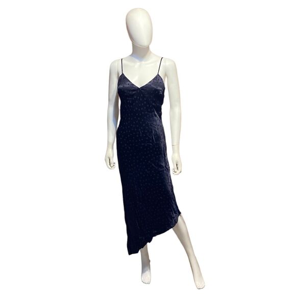 Lovestitch Navy Dot Jacquard Midi Slip Dress Size S Small NWT - Picture 3 of 7